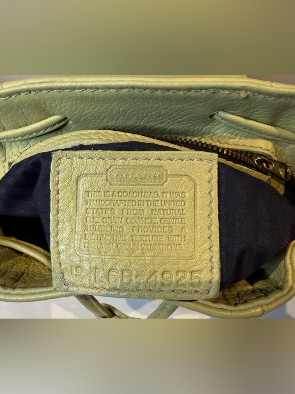 Coach Vintage Sonoma Backpack Lemon Green 1996 4925 Drawstring USA - Picture 8 of 8